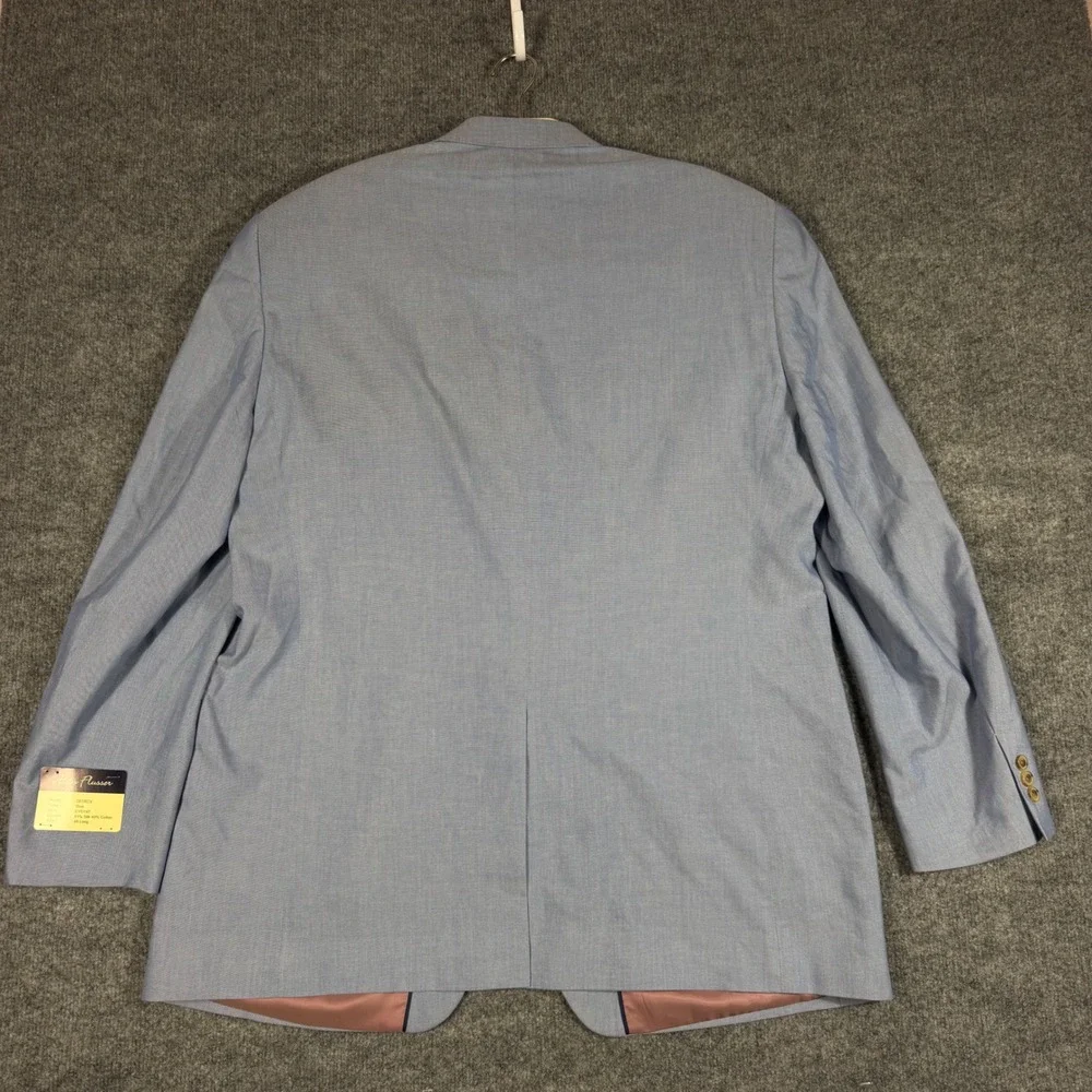 Alan Flusser Sport Coat Blazer Mens 48L Blue Silk Cotton Textured 2-Button NWT